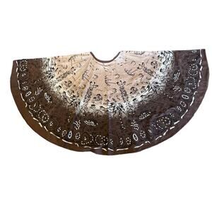 Millennium Brown Cotton Full Circle Brown Tropical Print and Sequin Skirt M/L